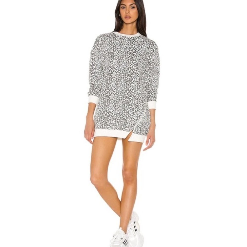 superdown White and Black Leopard Print Sweater Dress